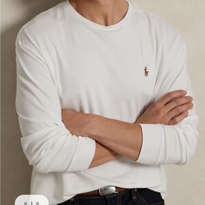 Polo by Ralph Lauren White Long-Sleeve Crewneck Tee with Embroidered Pony